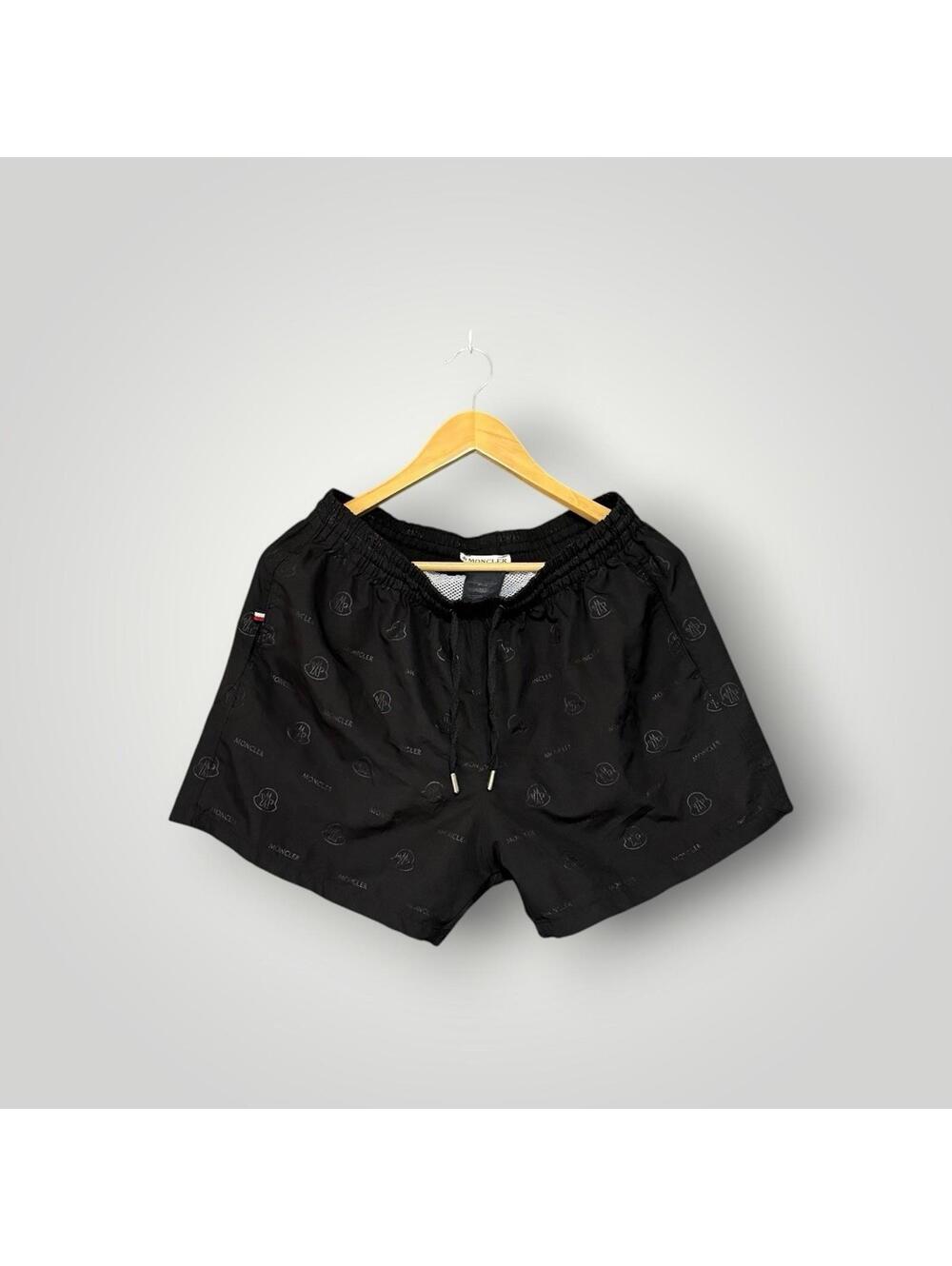 Moncler Black All-Over Debossed Logo Swim Shorts XXL Men’s